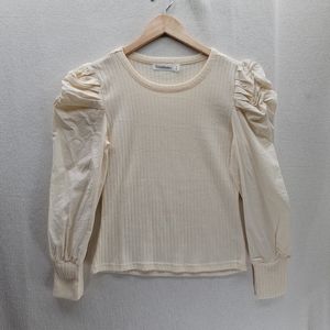 Trendmates Puff Long Sleeves Ivory Top Fits Size-S